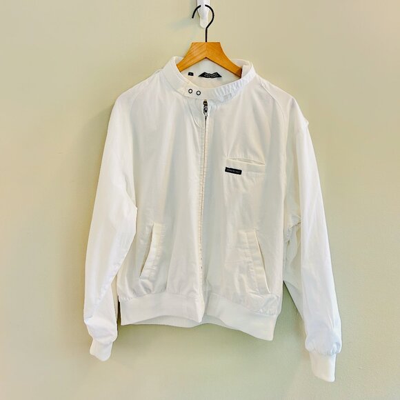 Members Only Other - Members Only White Bomber Jacket Mens Size Large Windbreaker Cafe Racer 80s
